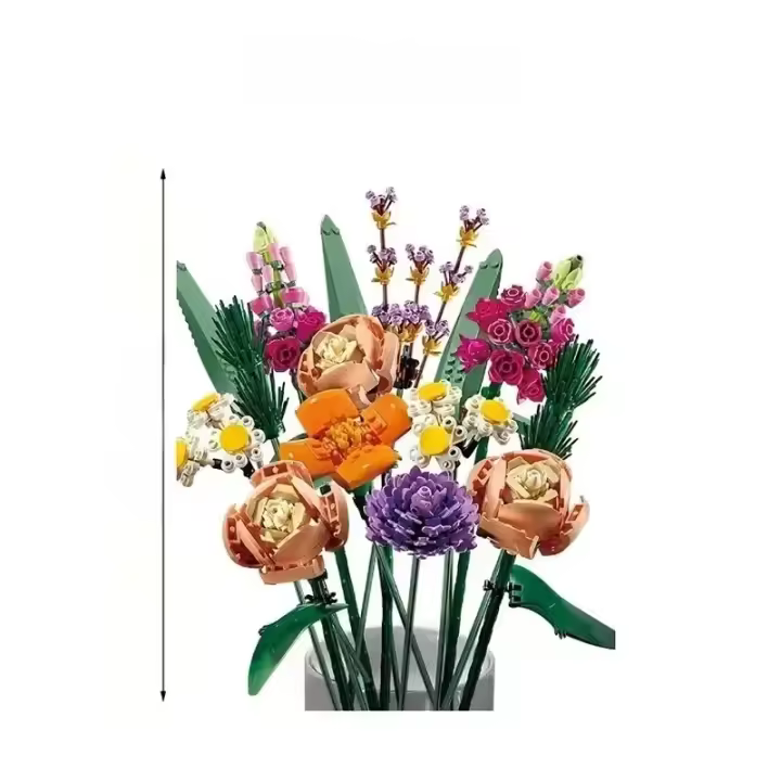 Romantic Bloque De Construcción Decorativo Con Bouquet De Rosas Para Regalo De Cumpleaños O Navidad Compatible Con Juguetes De CreaTech - 1