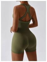 Traje de Yoga con espalda integrada de alta elasticidad para mujer, mono ajustado de compresión Abdominal, traje de Yoga sin costuras - details 10