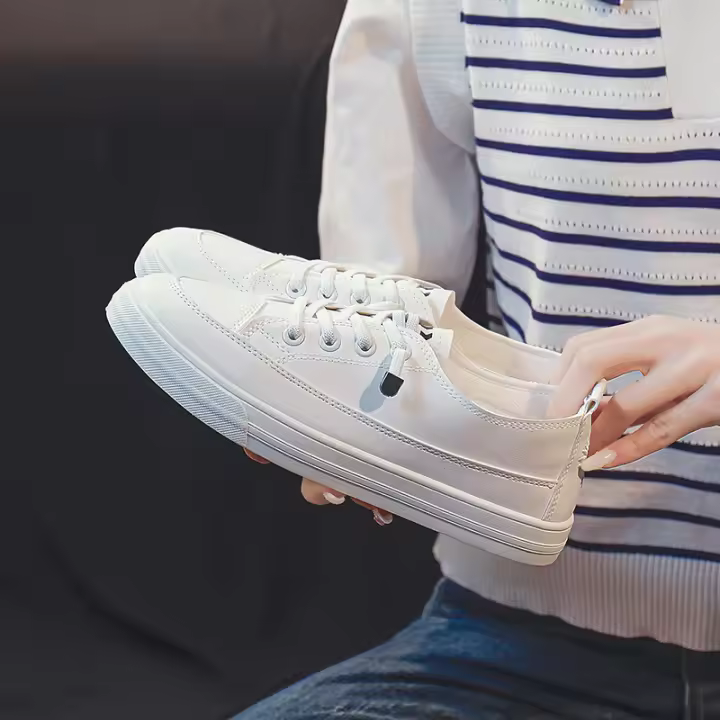 Zapatos blancos pequeños para mujer, zapatillas coreanas casuales, zapatos planos de maternidad - 1