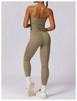 Conjunto de Yoga de 2 Piezas para Mujer Pantalones de Alta Cintura con Talle en la Articulación y Sujetador Cortado para Gimnasio Ropa de Entrenamiento de Primavera/Verano Material Exterior de Nylon - details 14