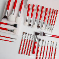 Pinceles de maquillaje de alta calidad al por mayor 30 piezas, juego de maquillaje rojo grande, pelo de animal, pelo de cabra, cepillo - details 14