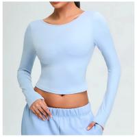 Top de yoga de manga larga con espalda abierta para mujer, ropa deportiva sexy con espalda abierta, Top corto con diseño de espalda en U - details 7