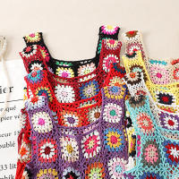 Top corto de punto con borlas para mujer, chaleco de ganchillo, camisola colorida, cubierta de Bikini, camisa - details 0