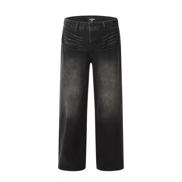 Nuevos vaqueros Retro americanos, pantalones de pierna ancha de talla grande rectos de calle - 1