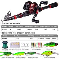 Caña de pescar telescópica de fibra de carbono de 7 pies con combo de carrete giratorio/baitcasting, mar, agua salada, agua dulce, agua dulce, hielo, lubina, juego de - details 3