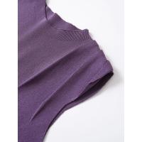 Vestidos cortos de punto estilo patinadora para mujer, cuello redondo, manga asimétrica con pliegues, línea A, primavera 2025 - details 5