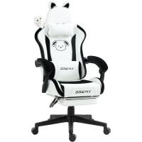 Silla de juego para ordenador, diseño ergonómico, con respaldo alto, soporte lumbar, reposapiés, piel sintética - details 29