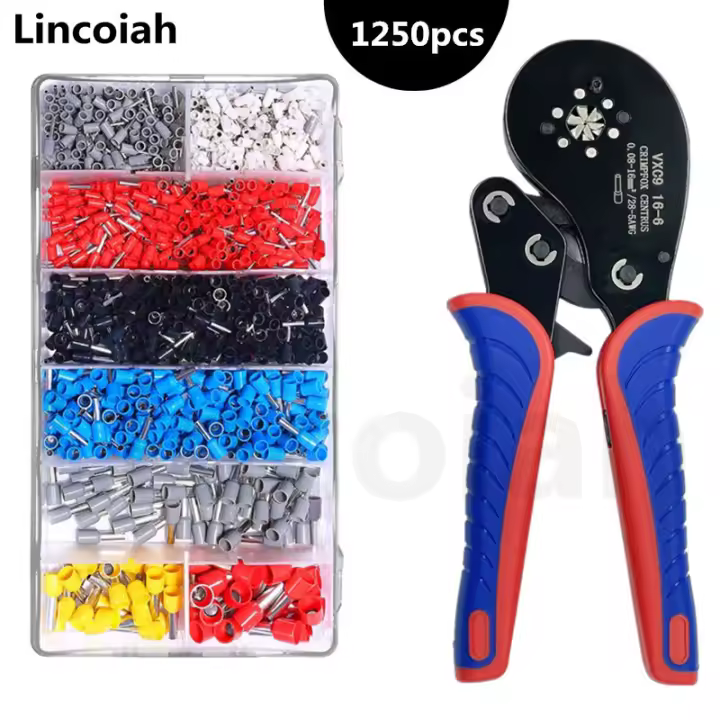 Herramientas de prensado de terminales tubulares, mini alicates de prensado de terminales de gran tamaño, juego de abrazaderas eléctricas de precisión, 0,08-16mm ² 16-6 - 1