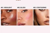 Trio difusor 3 en 1, paleta de maquillaje de colorete de contorno y resaltado, bronceador de crema, colorete en polvo suave y sedoso, resaltador brillante - details 3