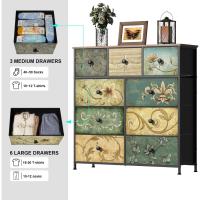 Mueble de Almacenamiento Cómodo con 9 Cajones Diseño Industrial de Metal con Superficie de Madera y Cajones de Tela para Sala de Estar, Habitación Infantil, Pasillo Estilo Rústico - details 4