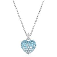Swarosk-pendiente de corazón de piedra de circón pavimentado para mujer, colgante de plata azul claro, collar con dije de amor, joyería, regalo del Día de San Valentín ﻿ - details 0
