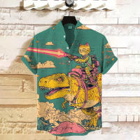 Camisas divertidas para hombre, camisa de solapa con botones de manga corta con gráficos de gato para verano, Tops de gran tamaño, camisas hawaianas informales para hombre - details 3