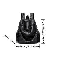 Mochila de piel sintética con decoración de remaches, bolso de hombro multifuncional con cremallera para viajes y compras - details 1