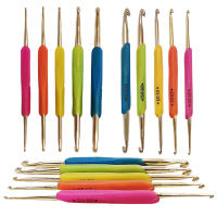 Agujas de Crochet Doradas y de Aluminio Doble 5Pcs 13.5cm(8") para Tejer Tamaño 2.0-10.0mm Hechas de Plástico en China - details 0