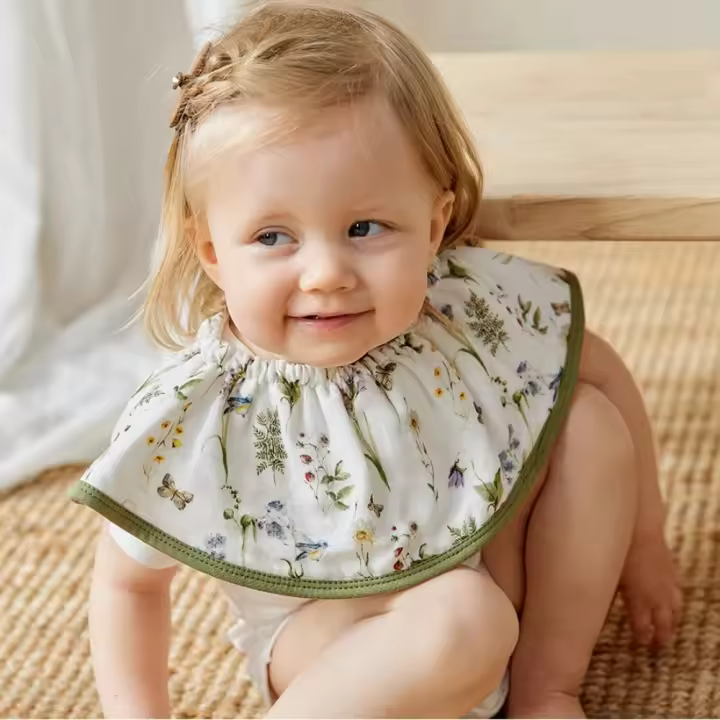 Babero de gasa de algodón de bambú para bebés y niños, Baberos para comer, espesamiento impermeable giratorio multicapa - 1