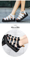 Sandalias de verano para mujer, con hebilla romana, punta abierta, zapatos de playa, suela gruesa, realce de piel auténtica, boca de pez, perezosos, de un solo paso - details 2