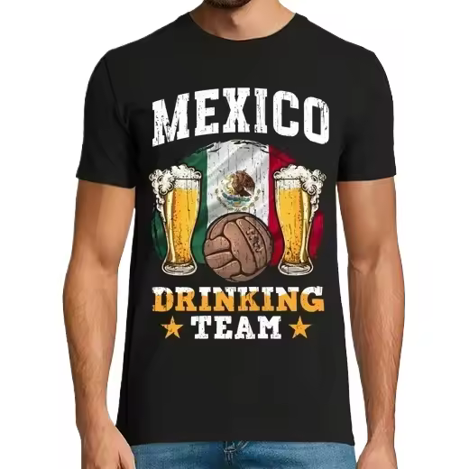 Mexico Drinking Team Fútbol Cerveza Camisetas CERVEZA,Pack Regalo Camiseta Personalizada - 1