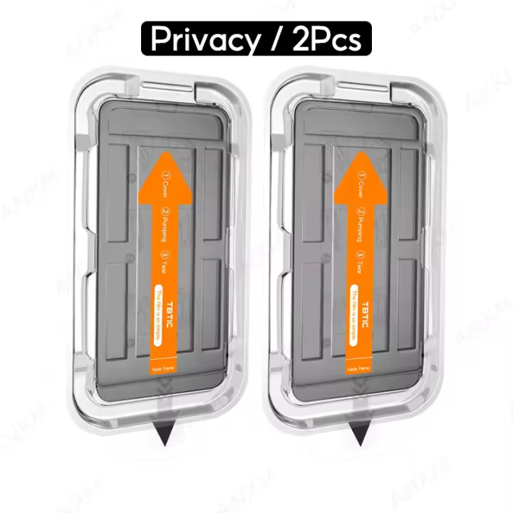 Protector de Pantalla de Vidrio Templado de Privacidad para iPhone 1-2Pcs, Instalación Sin Polvo, Fácil - 1