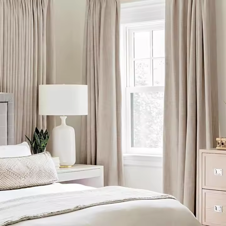 Cortinas Opacas de Lino 140 x 280 cm Aislantes Térmicos con Ojales Protección contra el Frío - 1