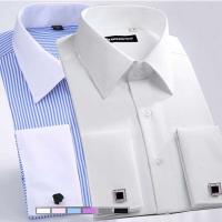 M ~ 6XL vestido francés 2024 blanco nuevo manga larga botón Formal camisa de hombre de negocios Regular Ute gemelos - details 3
