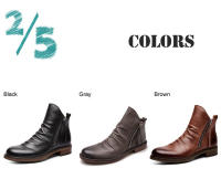 Botas de Tobillo de Moda para Hombres en Otoño-Invierno Cuero Sintético de Alta Calidad - details 1