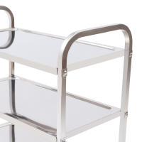 Carro de servicio de acero inoxidable con 3 estantes, carro de cocina, carro de comida con freno 85*45*90cm/33,46*17,72*35,43 In Simple, Moderno - details 6