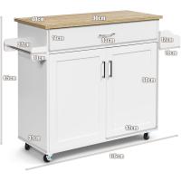 Carrito de Cocina Carro de Servicio Comedor con Ruedas,Toallero,Cajón, Puerta y Estantes Gabinete Mueble de Cocina (blanco) - details 2