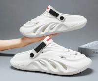 Sandalias que usan los hombres en verano, antideslizantes de suela gruesa, zapatos con orificios con sensación de mierda para conducir, geniales zapatillas de bolsa de gran tamaño de doble propósito de playa - details 9