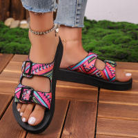 Zapatillas planas con estampado aleatorio para mujer, zapatos informales, sandalias de playa, chanclas para caminar, verano, 2024 - details 5