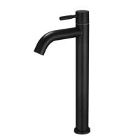 Grifo de fregadero de agua fría individual de acero inoxidable 304, grifos de lavabo montados en cubierta, accesorios de baño, negro - details 3