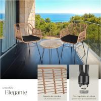 Conjunto de Jardín Exterior de Acero Resistente a la Intemperie 2 Sillas con Cojines (Fundas Extraíbles), 1 Mesa con Cristal Natural - details 3