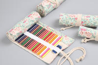 Estuche de tela de colores para lápices, bolsa de almacenamiento para cosméticos, rollo de lápices, suministros escolares, 12/24/36/48/72 agujeros - details 11