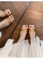 Sandalias populares del bosque de álamo de diamantes de imitación tacones altos de aguja para mujer desgaste de una palabra - details 20