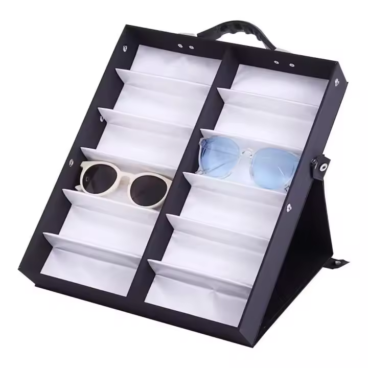 Bandeja con 12 ranuras para gafas de sol, estuche de exposición, caja para gafas, soporte para gafas de sol, organizador de gafas de sol - 1