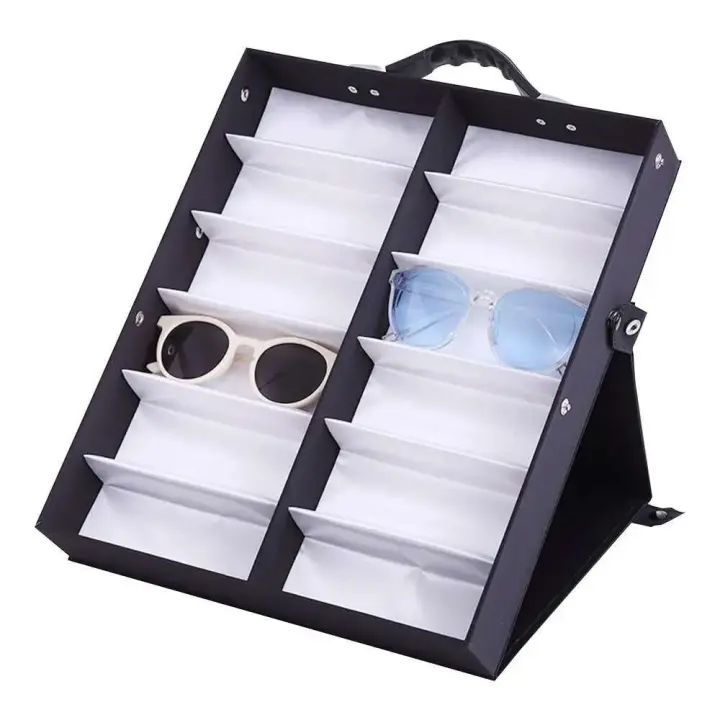 Bandeja con 12 ranuras para gafas de sol, estuche de exposición, caja para gafas, soporte para gafas de sol, organizador de gafas de sol - 1