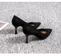 Tacones altos de mujer 2025 nuevo verano negro tacones delgados punta puntiaguda boca ligera gamuza profesional temperamento versátil solo zapatos de mujer - details 17