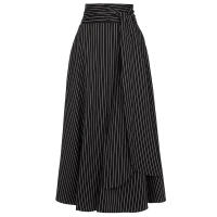 BGTEEVER Primavera Verano elegante con cordones de cintura alta faldas acampanadas femeninas elegantes faldas largas holgadas a rayas para mujer - details 20