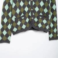 Otoño nuevo producto mujer Casual versátil patrón de diamante Jacquard manga larga cuello redondo tejido Cardigan abrigo - details 4