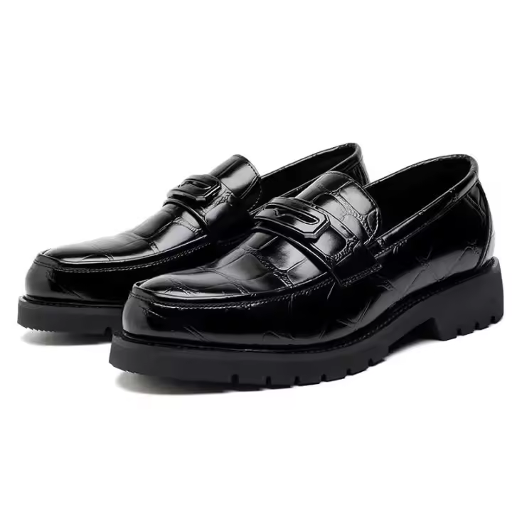 Zapatos de conducción de cuero de PU de tendencia de vestido de negocios clásico, zapatos casuales formales de barco penny para hombres - 1