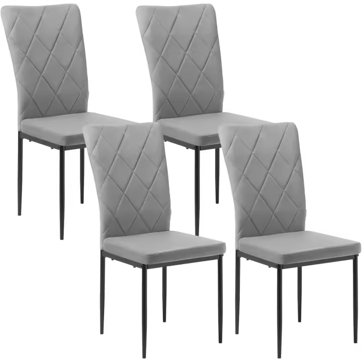 Juego de 4 Sillas de Comedor de Terciopelo Estilo Nórdico Sencillo Sillas de Cocina con Patas Metálicas Gris Oscuro - 1