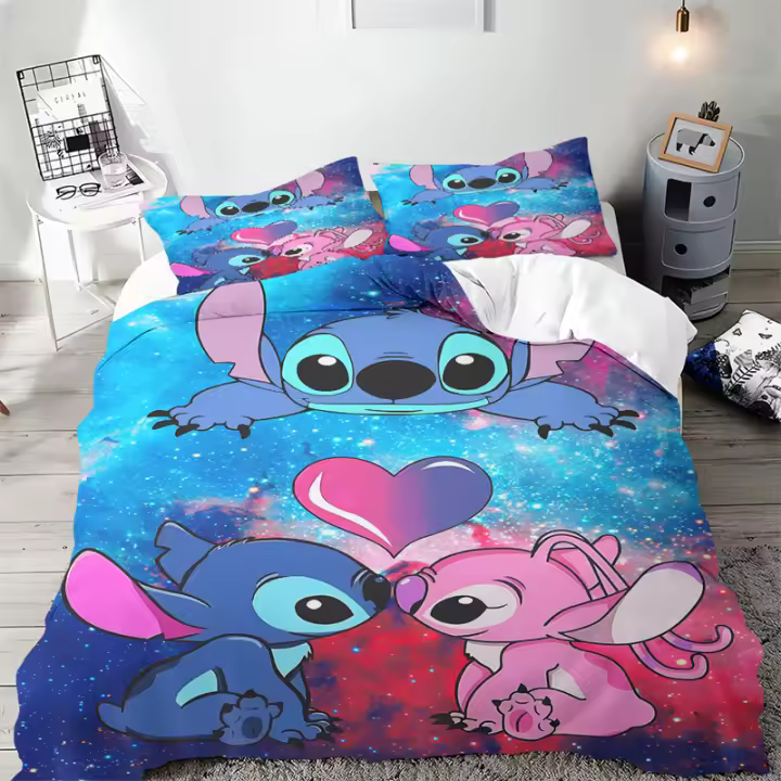 Juego de Ropa de Cama de Patrón Lilo y Stitch Cubierta de Edredón para Niños - 1