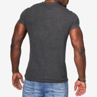 Camiseta de manga corta Henley para hombre, camisa informal de algodón, gris oscuro, M-6XL - details 5