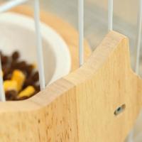Cuenco de alimentación para mascotas colgante con Base de madera, diseño de suspensión, jaula fija para gatos, comederos de alimentos con forma de gato/oso, fácil limpieza - details 10