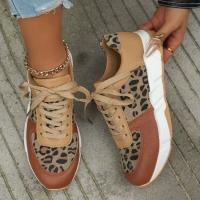 Primavera otoño nuevo patrón de leopardo grande individual para mujer zapatos deportivos y casuales con cordones de fondo plano - details 1