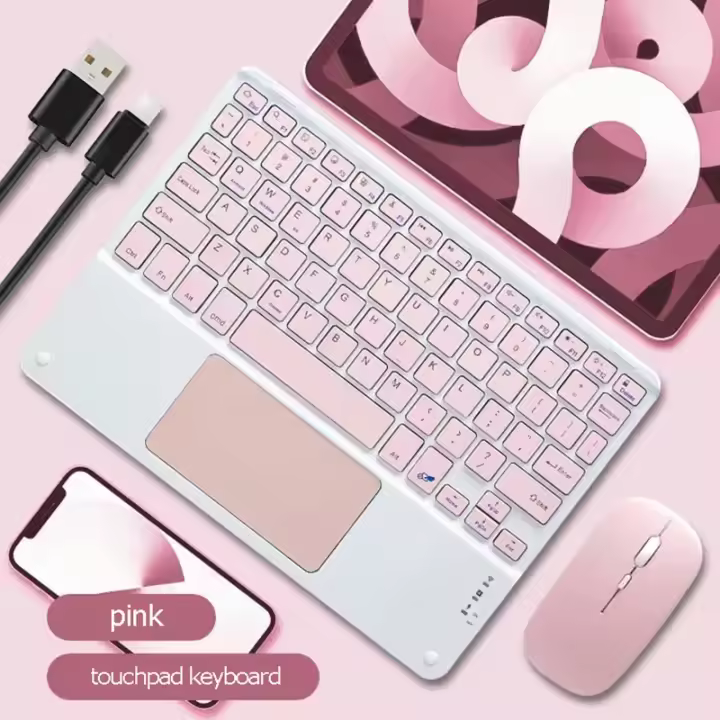 Teclado táctil inalámbrico recargable, 10 pulgadas, portátil, para iPad, tableta, teléfono, PC, magnético, Bluetooth, con ratón - 1