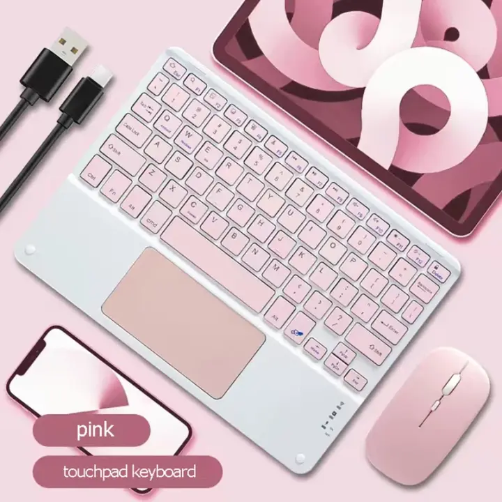 Teclado táctil inalámbrico recargable, 10 pulgadas, portátil, para iPad, tableta, teléfono, PC, magnético, Bluetooth, con ratón - 1