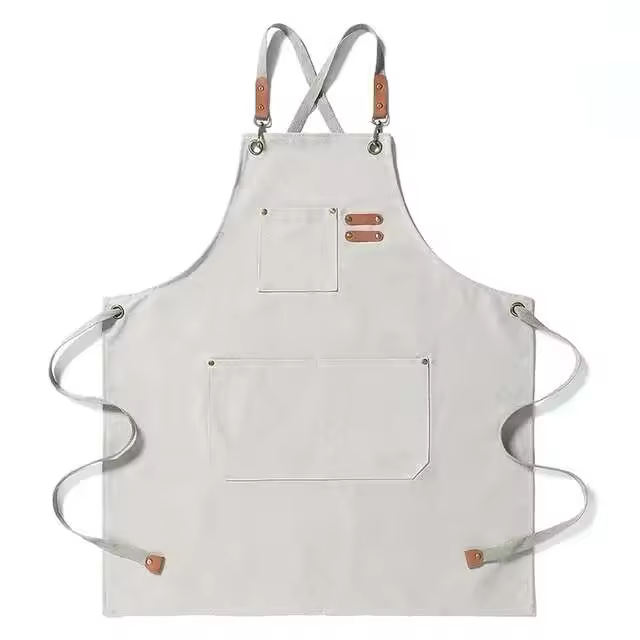 Delantal de trabajo de mezclilla impermeable a prueba de aceite de lona de algodón cafetería cocina hogar jardinería - 1