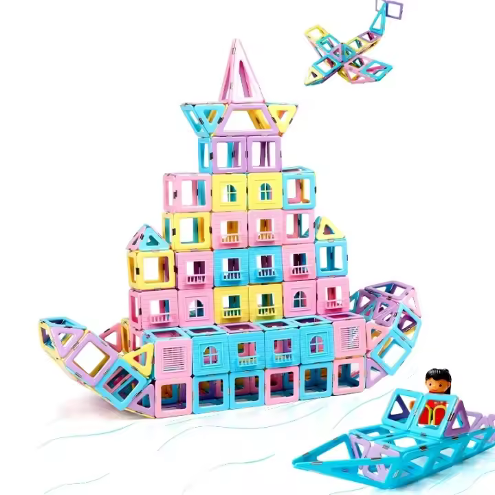 Un conjunto clásico de bloques magnéticos Juguetes construtores Macarons Colorido Bloques de construcción Educativo para niños del Instituto Montessori Regalo de Navidad para niñas y niños - 1