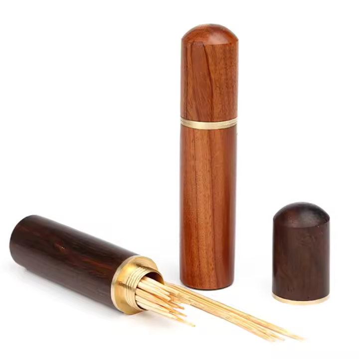 Suministros de costura de madera Natural de 8,4 cm, bricolaje, almacenamiento de agujas, caja de agujas de coser, contenedor de agujas, estuche para palillos de dientes - 1