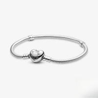 ABC global-Pulsera De Cadena De Serpiente Con Cierre De Corazón De Plata De Ley S925 Para Mujer,Dijes De Plata - details 4